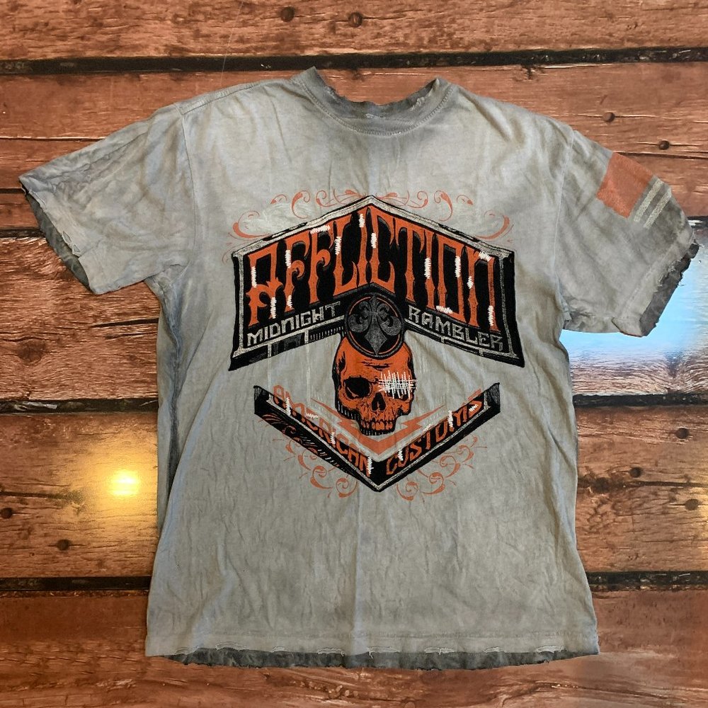 AFFLICTION Men's T-shirt Size M Garage Built Motors Distressed